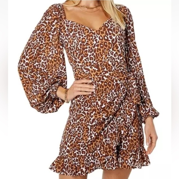 Lilly Pulitzer Dresses & Skirts - Lilly Pulitzer Lila Long Sleeve Dress Chocolate My Favorite Spot Leopard size 4